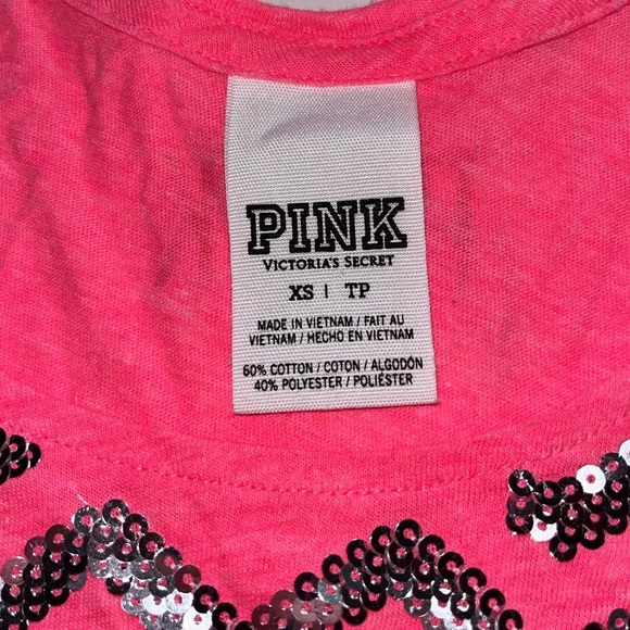 NWOT VICTORIA’S SECRET PINK SEQUIN CHEVRON TANK TOP SUMMER BEACHY SPARKLE TRENDY - Picture 3 of 7